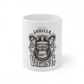 White ceramic Gorilla design coffee mug, 11oz/330ml capacity